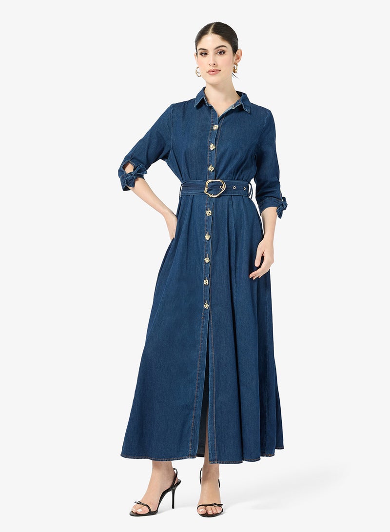 Style Cheat Denim Belted Dress - Image 4